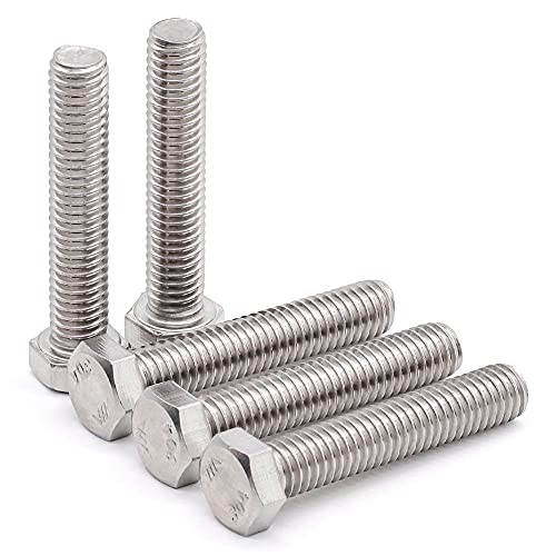 Image of 1 /2-13 x 4 (5 pcs) Stainless Steel Hex Head Screws Bolts (3 /8 inch to 6 inch Available), 18 /8 Stainless Steel 304, Fully Threaded, Machine Coarse Thread, No Coating, Plain Finish
