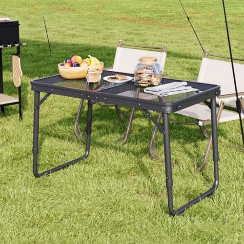 Mesa de campamento portátil, mesa plegable de malla de acero al carbono para camping, cocina, barbacoa, picnic