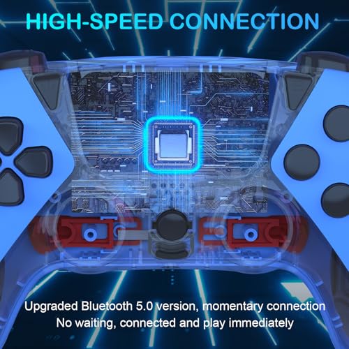 Image of UGAME For Luna Controller, Game Control for PC Fire Stick PlayStation 4 Steam Phone Tablet TV with Back Paddles Turbo 1200mAh Power Supply (Blue)