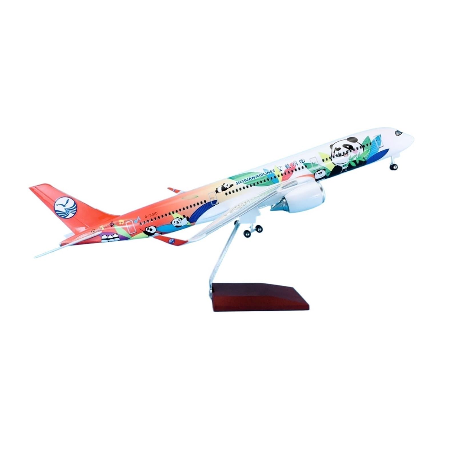 Modello di Aereo in lega Per Il Modello Di Aereo A350-900 Sichuan Airlines Panda In Lega Per Passeggeri Con Ruote Da 47 Cm