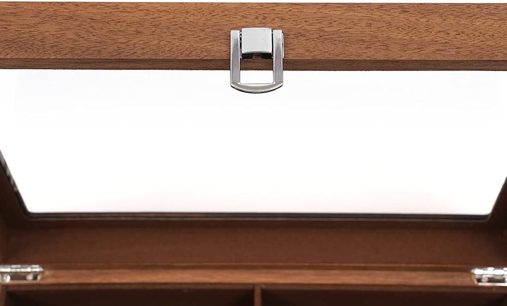 Estuche Expositor De Madera con Cerradura Y 8 Compartimentos para Gafas De Sol - Organizador Elegante para Hombres Y Mujeres, Caja De Almacenamiento De Gafas con Cajón para Colección De Gafas,