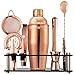 Delihom Cocktail Shaker Set, 10 Teiliges Barkeeper Set, Edelstahl Cocktail Making Set mit Acryl Ständer, Perfect Bartending Kit für Bar oder Home (Roségold)
