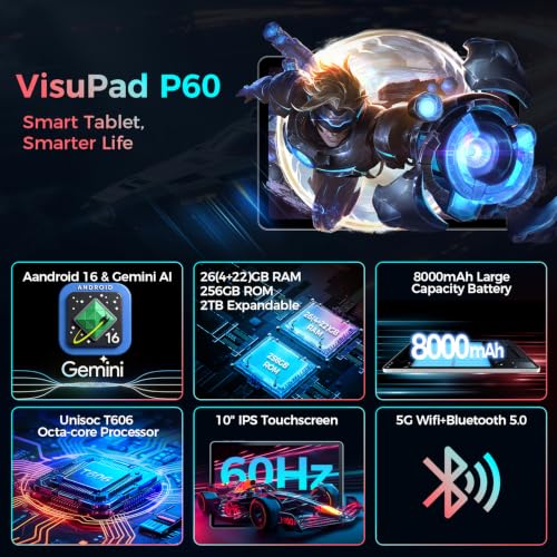 Image of Android tablet 10 inch, Android 16 Tablet with Keyboard, 26GB+256GB+2TB Expand, 2 in 1 Tablet with Gemini AI, 8-Core, 8000mAh, Widevine L1, GMS, Electronics Tablets with Case /Mouse /Stylus-Green Case