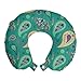 ABAKUHAUS Paisley Cuscino da Viaggio, Ritmica astratta Motivi, Accessorio in Schiuma di Memoria per Viaggio, 30 cm x 30 cm, Scuro Seafoam e multicolore