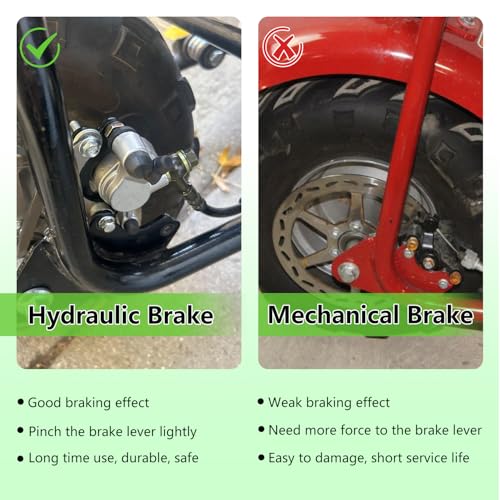 Image of Upgraded Mini Bike Hydraulic Brake Kit and Rear Chrome Brake Caliper Mounting Bracket Adapter Compatible with Coleman CT100U Minibike with Master Cylinder Pad Hardware Parts