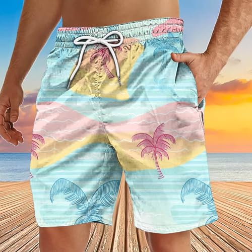 Novelty Colorslock Tropical Shorts for Men Summer Drawstring Boardshorts Beach Workout Shorts Swimtrunks with Pockets3