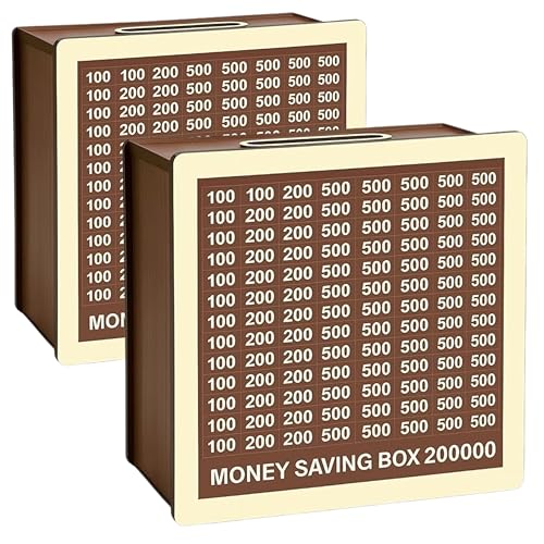 Image of Premium Wooden Money Bank with Lock - Vintage Coin Saving Box for All Ages - Ideal for Cash, Coins, Donations & Home Decor (2 LAKH Money BOX2, 2, Count)