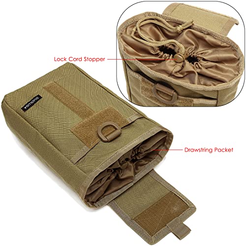 Duoluda Tactical Folding Dump Pouch Utility Tool Bag Military Molle Drawstring Ammo Magazine Pouch-Edc Drop Bag For Ammo, Magazines, Range Shooting, Hunting, Outdoor Sports (Khaki) #TOP3