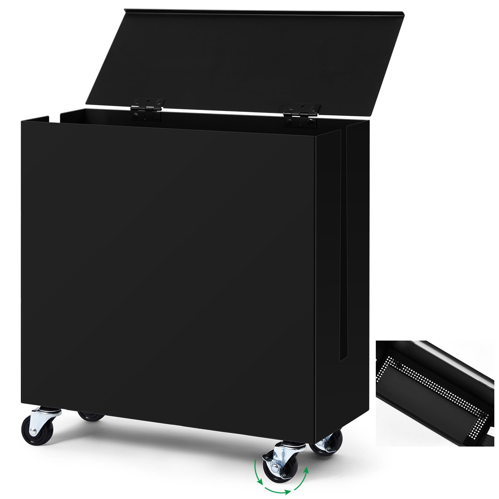 Briwooody Scatola di gestione dei cavi extra large con ruote girevoli, regolabile, per ciabatte, router in metallo, organizer per protezione da sovratensioni, organizer per ufficio, casa (nero)