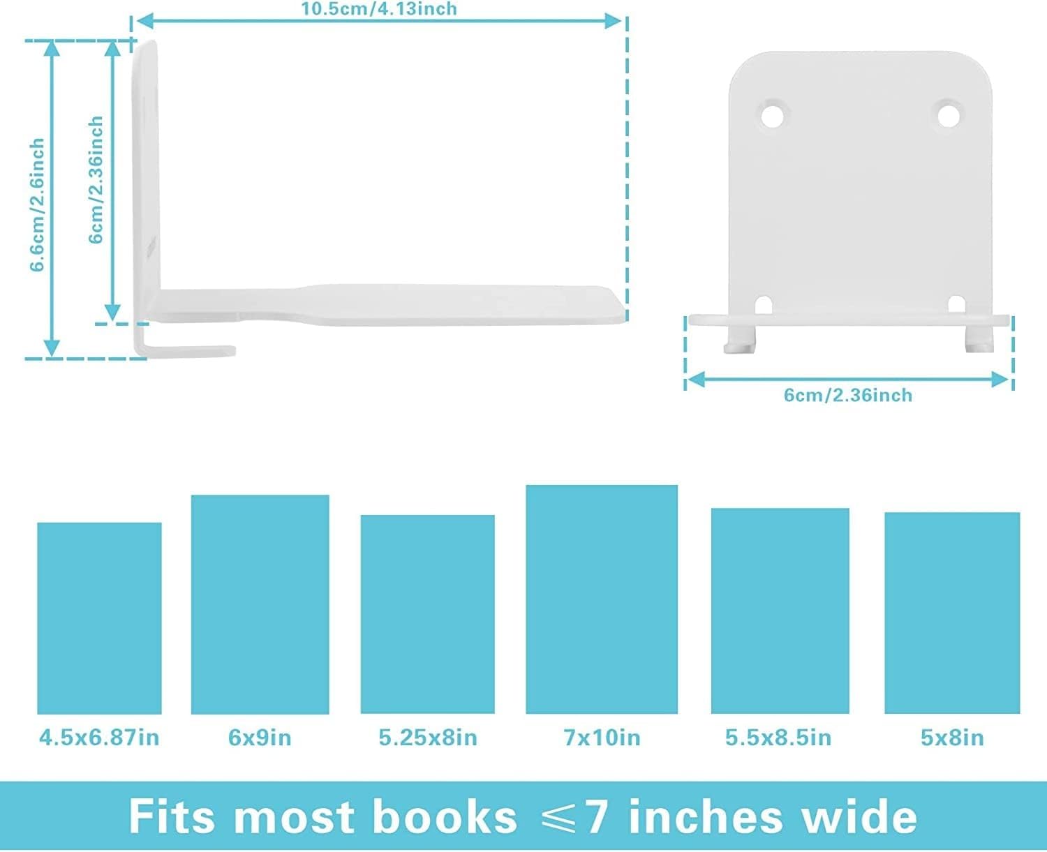 SYOSI Invisible Floating Bookshelves Heavy-Duty Book Organizers Wall Mounted Bookshelf Iron Storage Shelves Organizers Hidden Book for Bedroom Living Room Office 2 Pieces