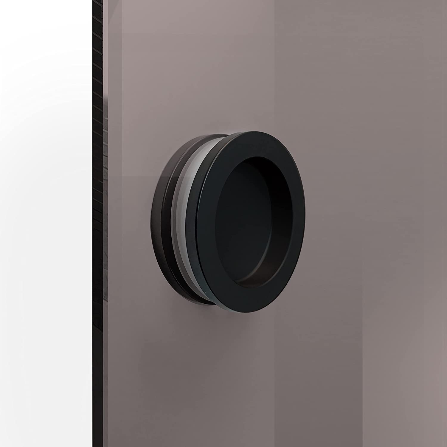 BOSS Black Puerta corredera del vidrio 90x215 cm (60/80/90 cm) Vidrio Bronce de 8 mm, kit completo de herrajes (90x215 cm)