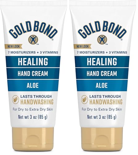 Gold Bond Healing Hand Cream, With Aloe, Hand Lotion for Dry Skin That Lasts Through Handwashing, 3 oz. (Pack of 2)