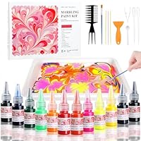 Marbling Paint Art Kit for Kids, Arts and Crafts Set for Girls & Boys Ages 8-12, Craft Kits with 16ml-12pcs & 25 Papers, Art Supplies, Birthday Gifts & Creative Toys for Kids Age 8 9 10 Year