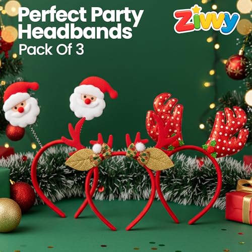 Image of Festive Hair Band (Pack of 3) | Cute Light-Up Hair Accessories for Kids & Girls | Party Headband for Birthdays, Dance, Night Events & Dress-Up | Christmas Gift for Kids