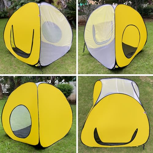 Image of Play House Foldable One Side Round Tent House for Kids Lightweight and Portable |Foldable Tent House for Kids Activity Indoor Outdoor |Play Tent House for Multi Purpose| Play Tent House (Yellow-2)