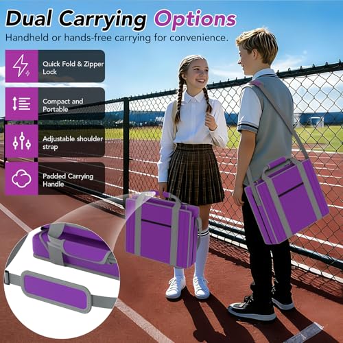 janiry Stadium Seats with Back Support 1PACK Adjustable Bleacher Chairs with Back and Cushion Bleacher Seat with Cup Holder, Carry Handle & Shoulder Strap for Outdoor Sports Events, Picnics, Purple by janiry - Image 7