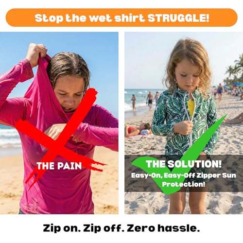 Image of SwimZip Girls' 3 Pc Swim Set w /Long Sleeve Rash Guard, Tankini & Shorts UPF 50+