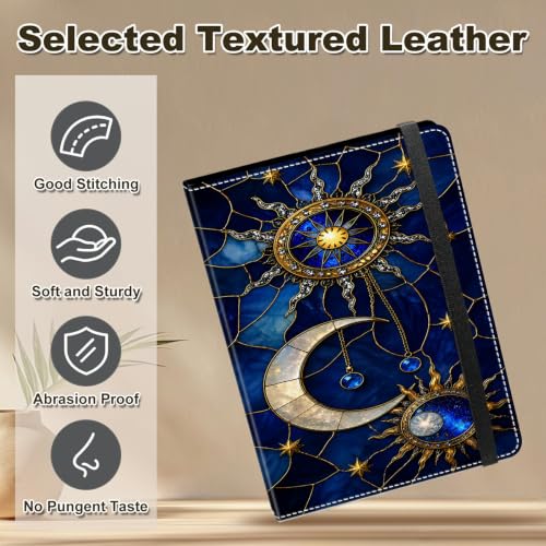 Image of Photo Album 4x6 120 Photos with Strong Elastic Band, Stained Glass Moon | Large Capacity Premium Leather Picture Album, Portable Wallet Albums Photo Book for Family Anniversaries Wedding Baby