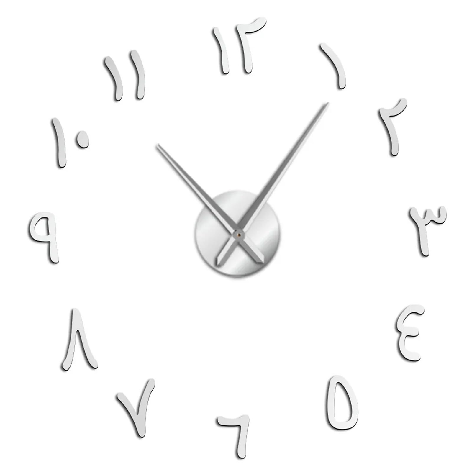 JBJYGSG Numerals DIY Giant Wall Clock Numbers Mirror Effect Stickers Frameless Large Silent Watch Home Decor For Living Room Bedroom(Silver,47 Inch)