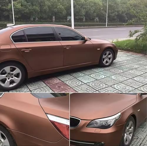 Image of WISDOM Copper Metallic Vehicle Wrap Vinyl Matt Finish Easy Apply Air-Release Weatherproof DIY Car, Scooty & Motorcycle (Copper Metallic, 20 Inch X 5 Feet)