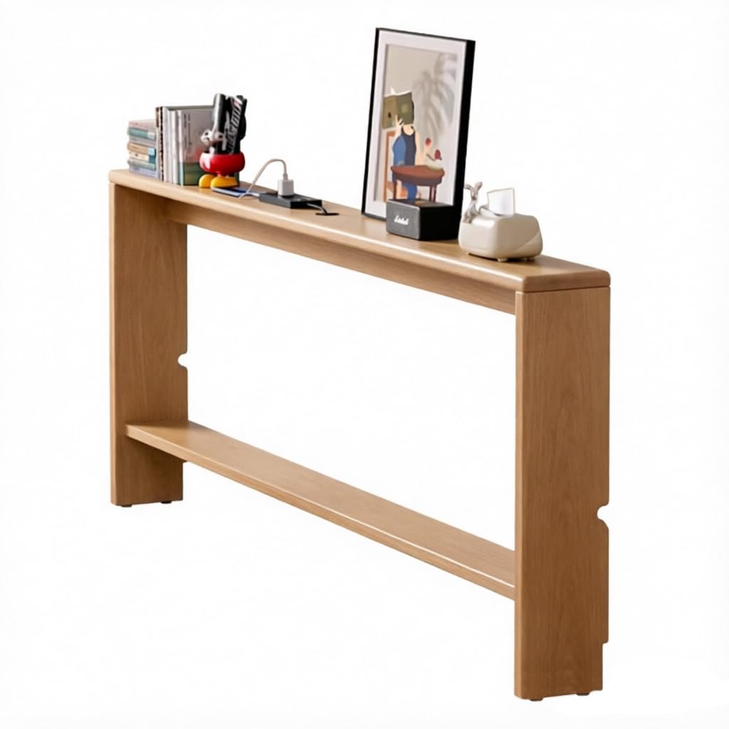 PBMDUHX Console Table, Narrow Sofa Table with Anti-tipping Device, Skinny Behind Couch Tables with Charging Station, Entryway Table for Hallway, Living Room - Natural wood(120x15x69cm)