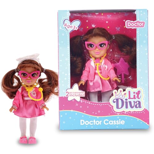 Image of Li'l Diva Doctor-Cassie 6 inch Doll|India's First Preschool Roleplay Pretend-Play Doll with Accessories|Birthday Gift|Toy Doll for Girls 3+|Movable Arms & Legs|Beautiful Dress|Elegant Eyes|Soft Hair Play