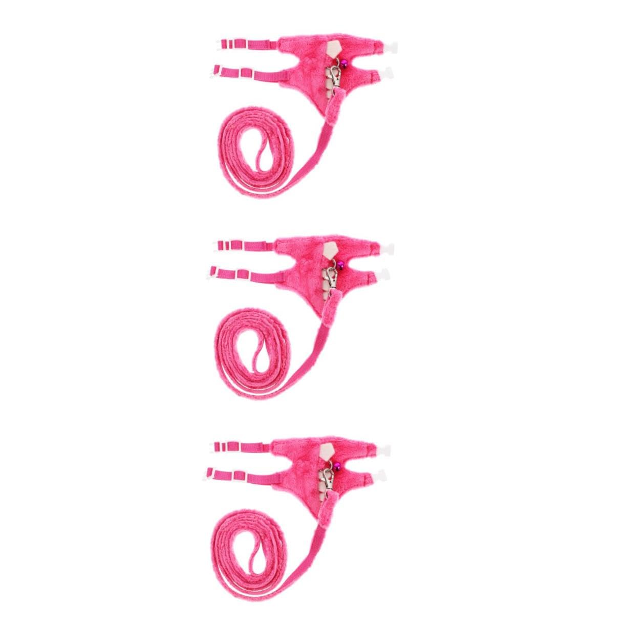INOOMP 3pezzi Guinzaglio Per Animali Pettorina Per Ferret e Animali Domestici Resistente Passeggiate All Materiali Premium e Fibbia Colore Rosa