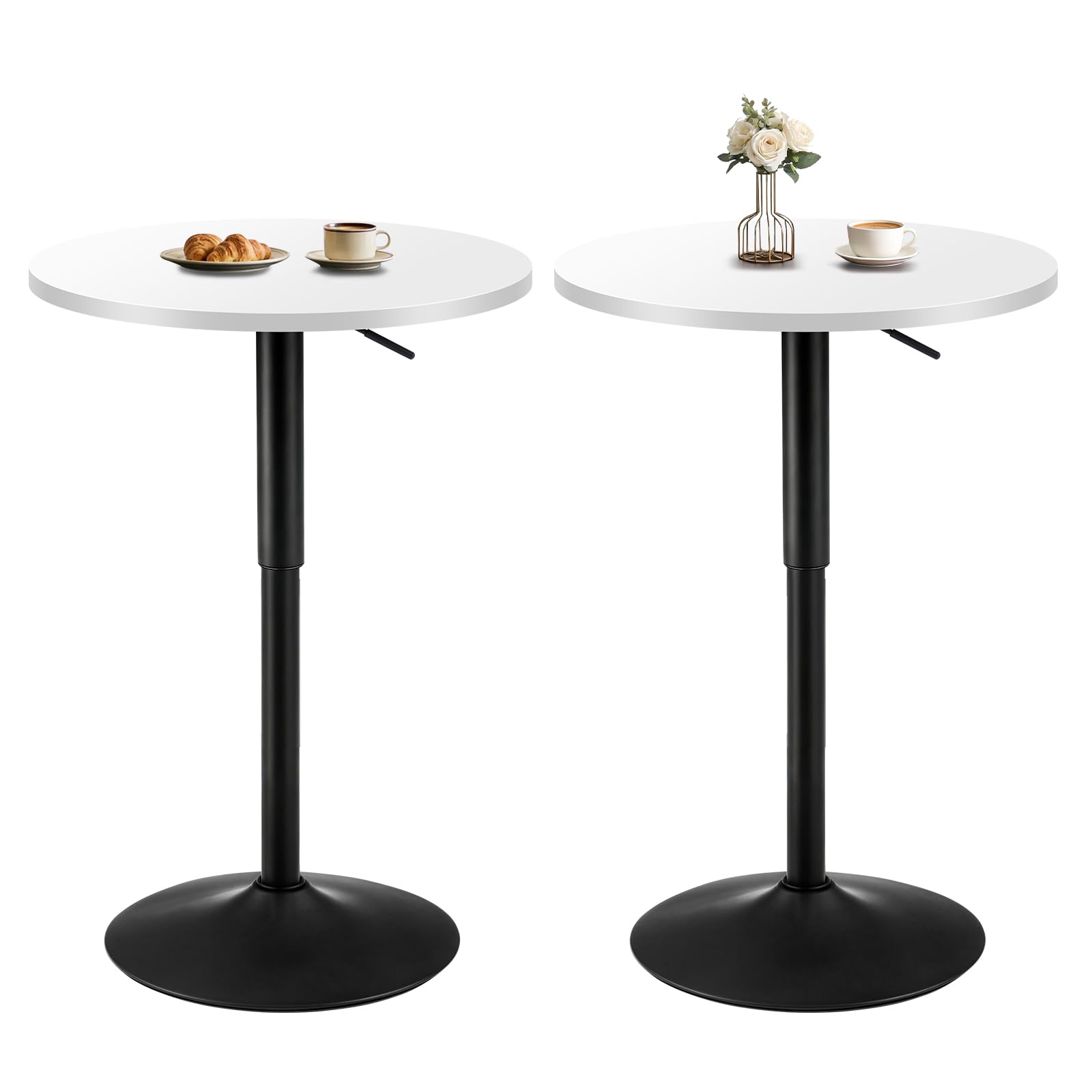 Furniliving Adjustable Height Pub Table 27''-36'', Round Cocktail Tables for Parties, High Top Table for Bistro, Dining Room, Restaurant, Cafe, Events