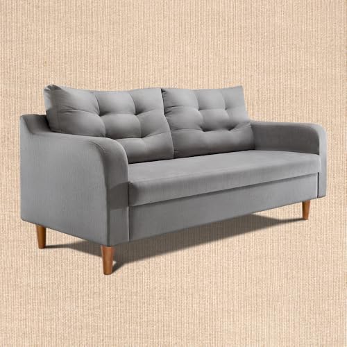 Image of Duroflex Ease Plus - 3 Seater Sofa Set for Living Room | 3 Year Warranty | Premium Wooden Frame Sofa | Anti-Pilling Fabric, Fade & Termite Resistant | Comfortable & Durable Couch - Steeple Grey