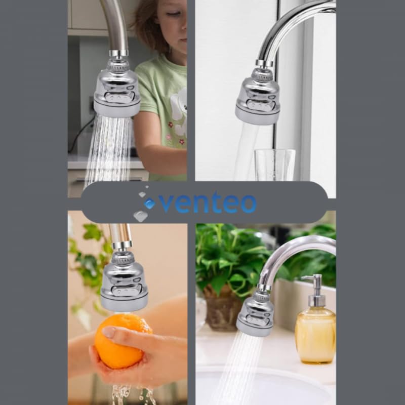 QEIHITYO FM22 Ventilator voor kraan, keukenkraan, waterbesparende filtering, twee modi van de waterstroom kunnen 360 graden worden gedraaid (wordt geleverd met 5 adapters), elektrische plaat