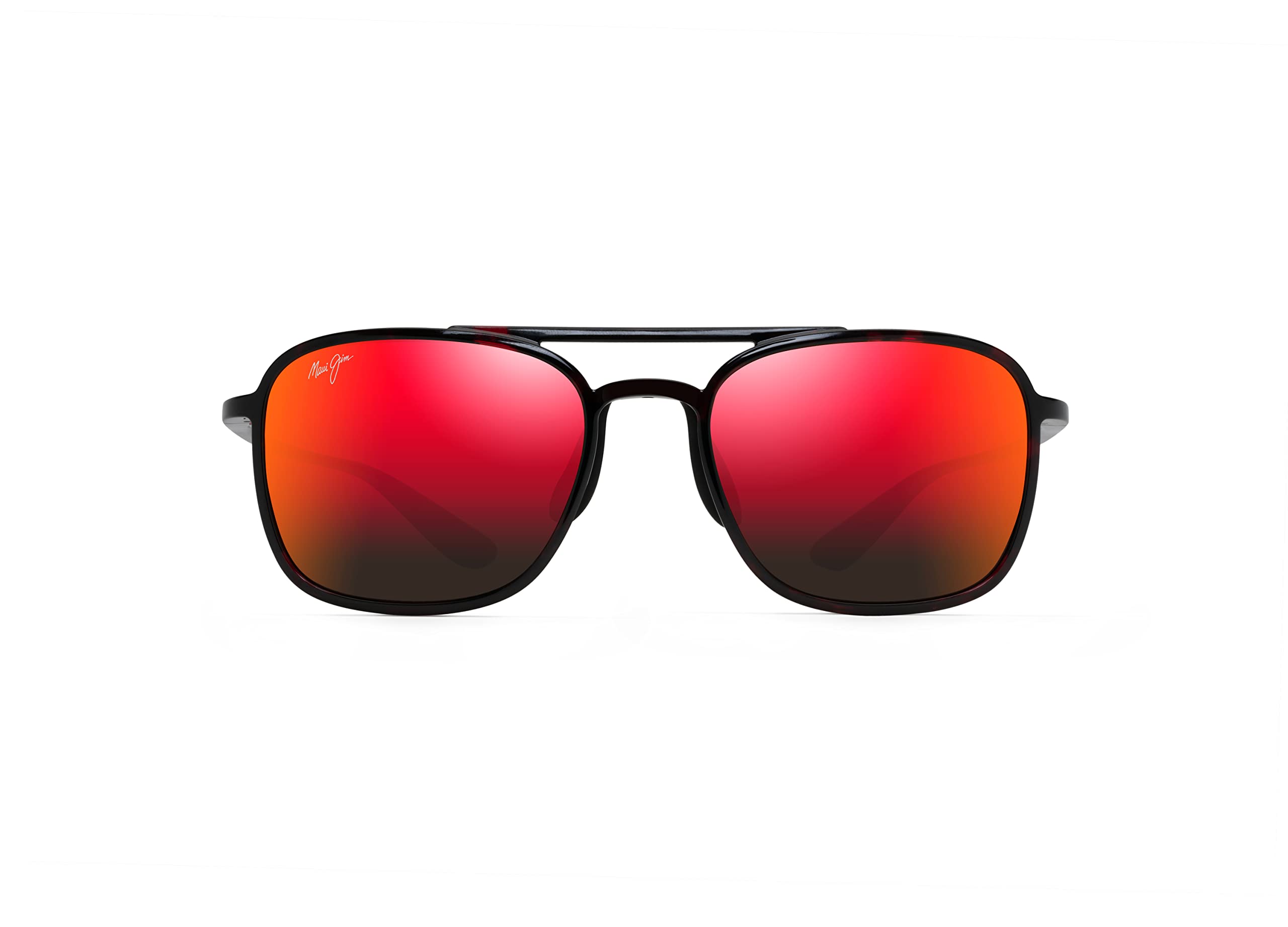 Maui Jim Damskie okulary przeciwsłoneczne Keokea W/opatentowane polaryzacyjne plus 2 soczewki kwadratowe, Czerwony/Czarny Żółw/Hawaje Lawa Polaryzacyjne, M