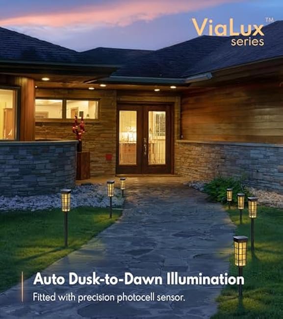 PASAMIC 24 Solar Pathway Lights Bright Garden Light Garden Landscape Lighting