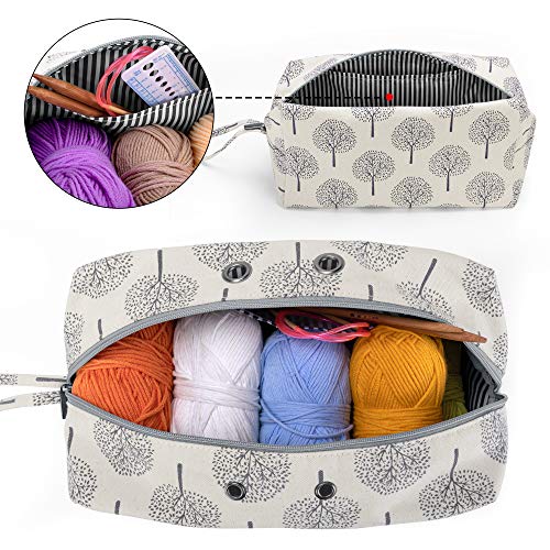 Luxja Yarn Storage Bag, Carrying Knitting Bag For Yarn Skeins, Crochet Hooks, Knitting Needles (Up To 10 Inches) And Other Small Accessories (Large, Trees) #TOP1