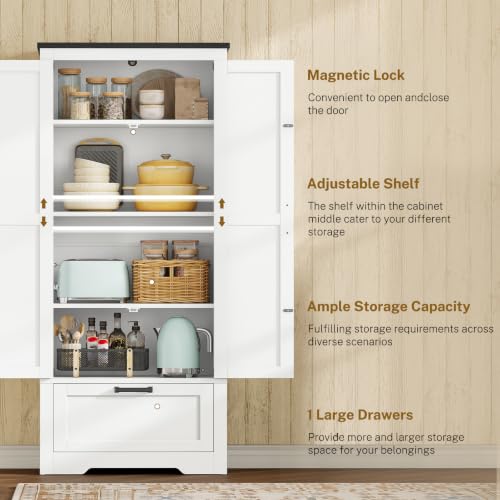 Image of TEENFON Storage Cabinet with Doors & Adjustable Shelf