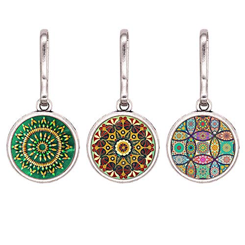 HEYGOO Boho-Inspired Zipper Pull, Colorful Abstract Paint Jewelry Charms Pendant, Pack of 3