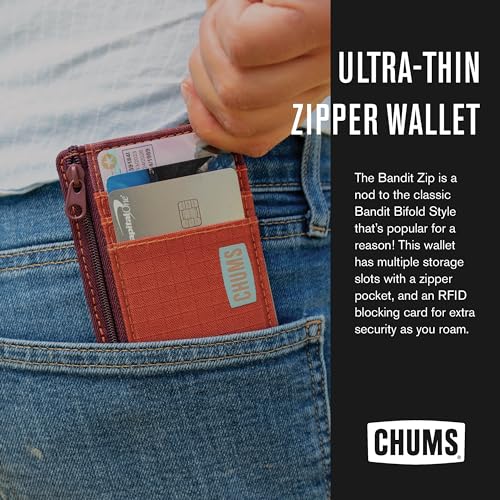 Chums Bandit Zip Compact Wallet - Slim RFID Wallet for Men & Women with Coin Pouch (Black)2
