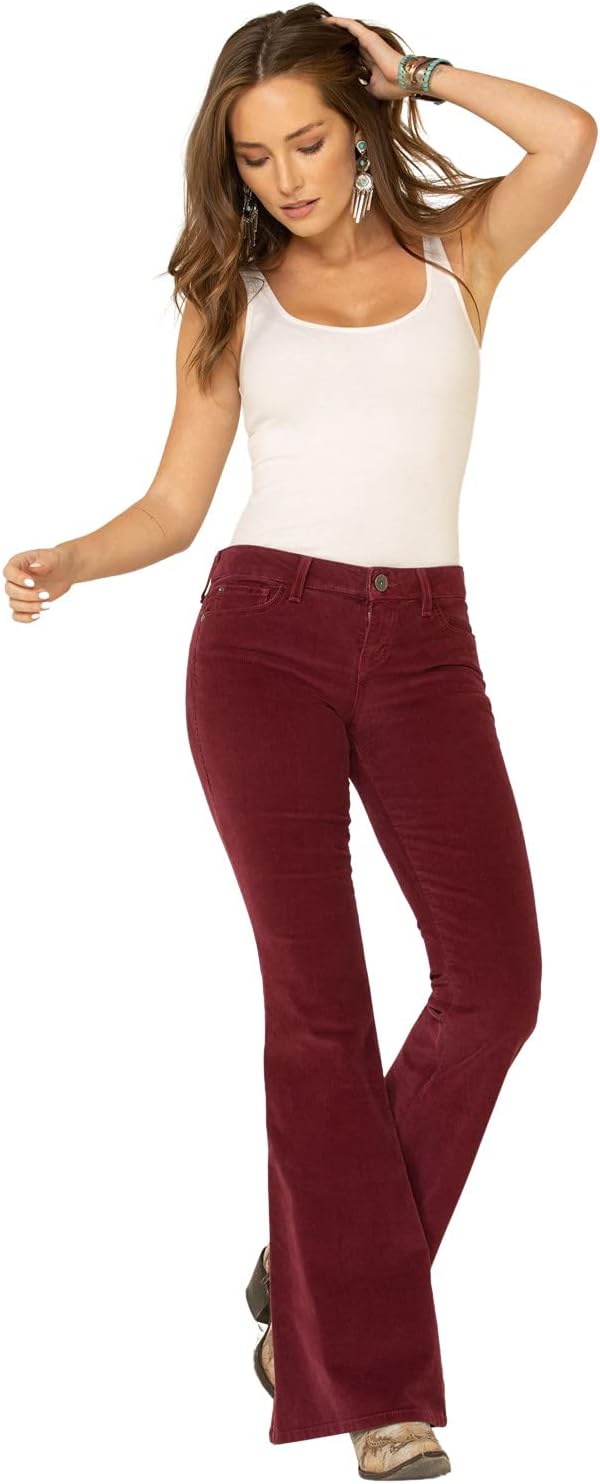ARIAT Women's Wild Berry Corduroy Flare Pants Red 25W x 36L