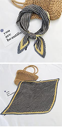 Tangjun 4 Pcs Womens Silk Like Square Scarf Neckerchief Blossom Pleated Headwear2