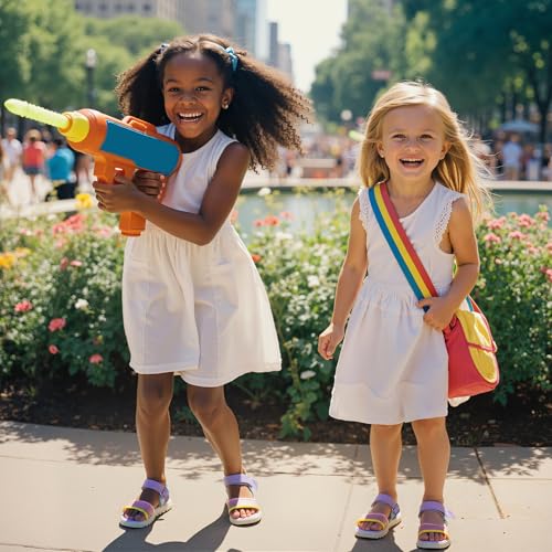 Toddler Girls Sandals Open Toe Summer Kids Sandals with Adjustable Ankle Strap for Toddler and Little Kids3