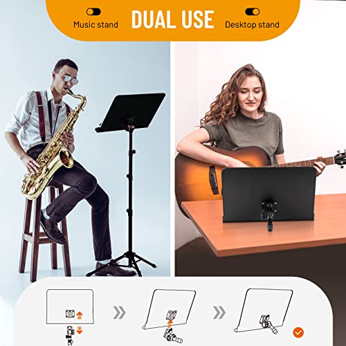 Image of CAHAYA Raised Music Stand Height Adjustable from 80 to 170 cm Adjustable Music Stand & Table Stand 2 in 1 Double Use with Waterproof Carry Bag CY0304
