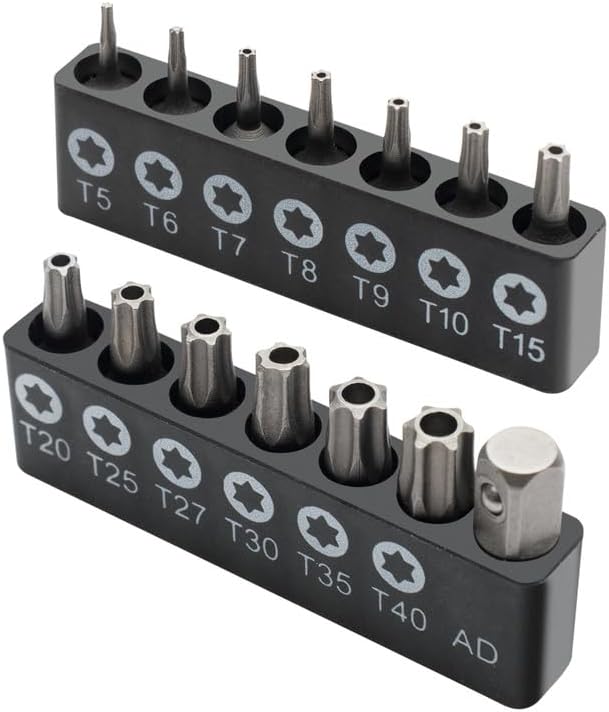 14-Piece Security Torx Bit Set TR T5-T40 | Impact Grade Chrome Vanadium Steel | 1/4" Hex Shank Driver Bits | Tamper Resistant Star Bits
