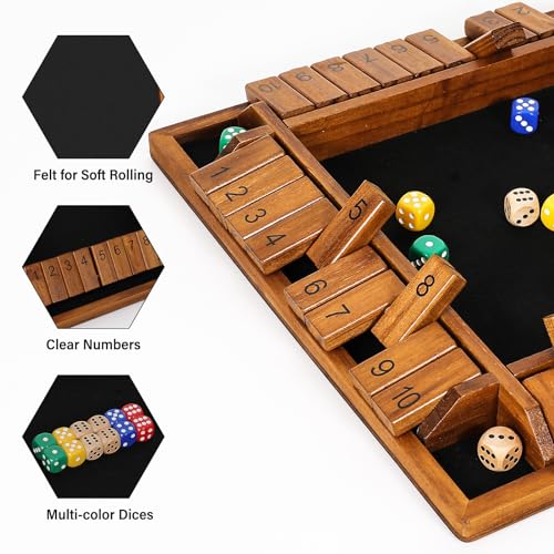 Vamslove Shut The Box Juego de Dados de Madera 12 Pulg miniatura 4