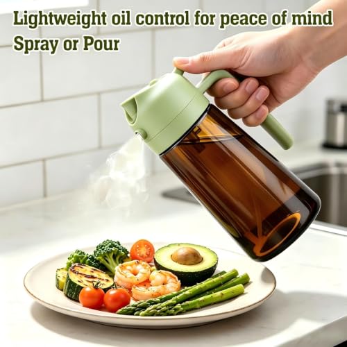 Image of 2 in 1 Oil Sprayer, Oil Sprayer for Kitchen Cooking, 470ml Oil Spray Bottle for Home (Brown+Green)