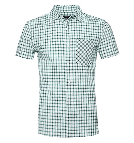 NUTEXROL Camisas de Hombre Camisa a Cuadros Camisas de Vestir, Casual, Cómodo y Moderno para Verano, de Manga Corta, Azul Claro(Camisa Fina), XXL