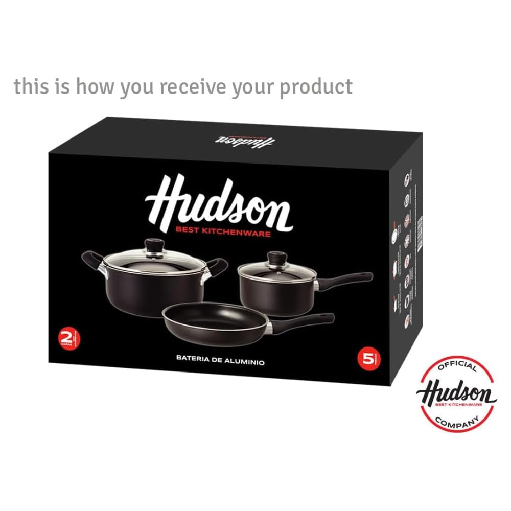 Amazon.co.jp: HUDSON 鍋とフライパンセット ノンスティックブラック