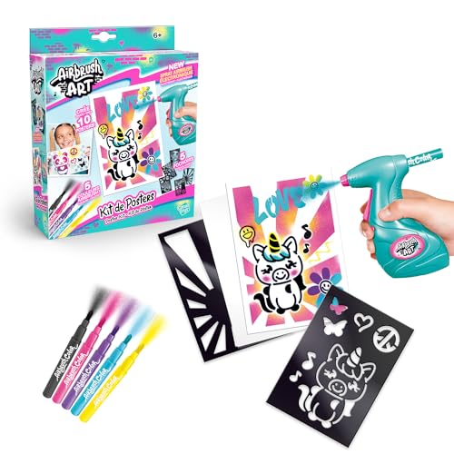 Canal Toys - Airbrush Art AIR 015- Poster Maker Kit und elektrische Airbrushpistole mit Farbmarkierungen, 1 Set, mehrfarbig