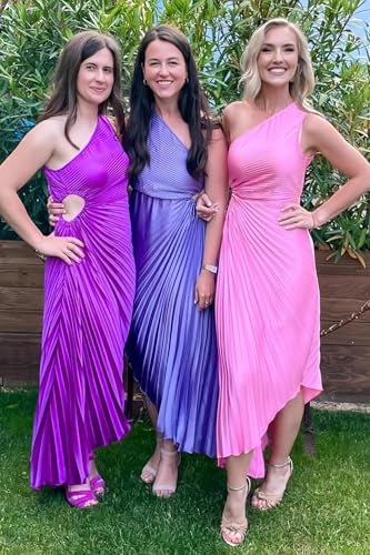 One Shoulder Bridesmaid Dresses for Womens 2025 Ruffle Satin Cutout Formal Prom Party Dress2
