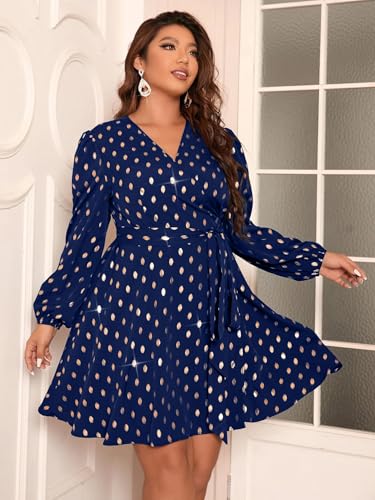 Image of RED DOT BOUTIQUE 836 - Chiffon Long Sleeves Wrapped V Neck Long Waist Ties Club Solid Black Dress Plus Size