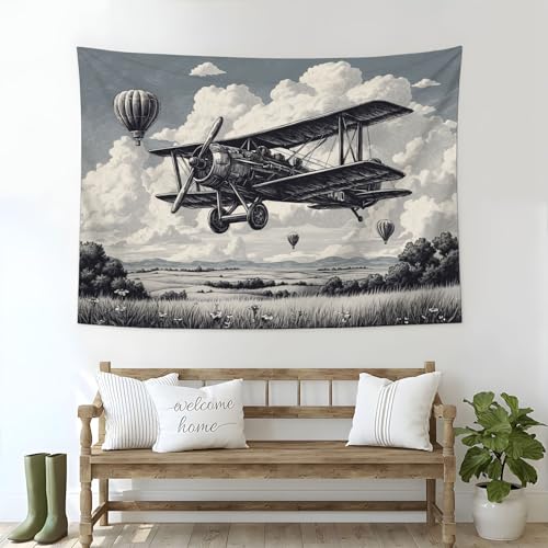 Tapisserie de cheminée avion à l'ancienne tenture murale salon