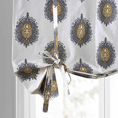 Image of HPD Half Price Drapes Room Darkening Tie Up Curtains 46 X 63 Inch Mayan Printed Cotton Window Roll Up Balloon Curtain for Living Room, Kitchen PRTW-TUD02A-63 (1 Panel), Mayan Gold